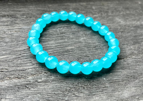 Aqua Sky Glass Bead Bracelet